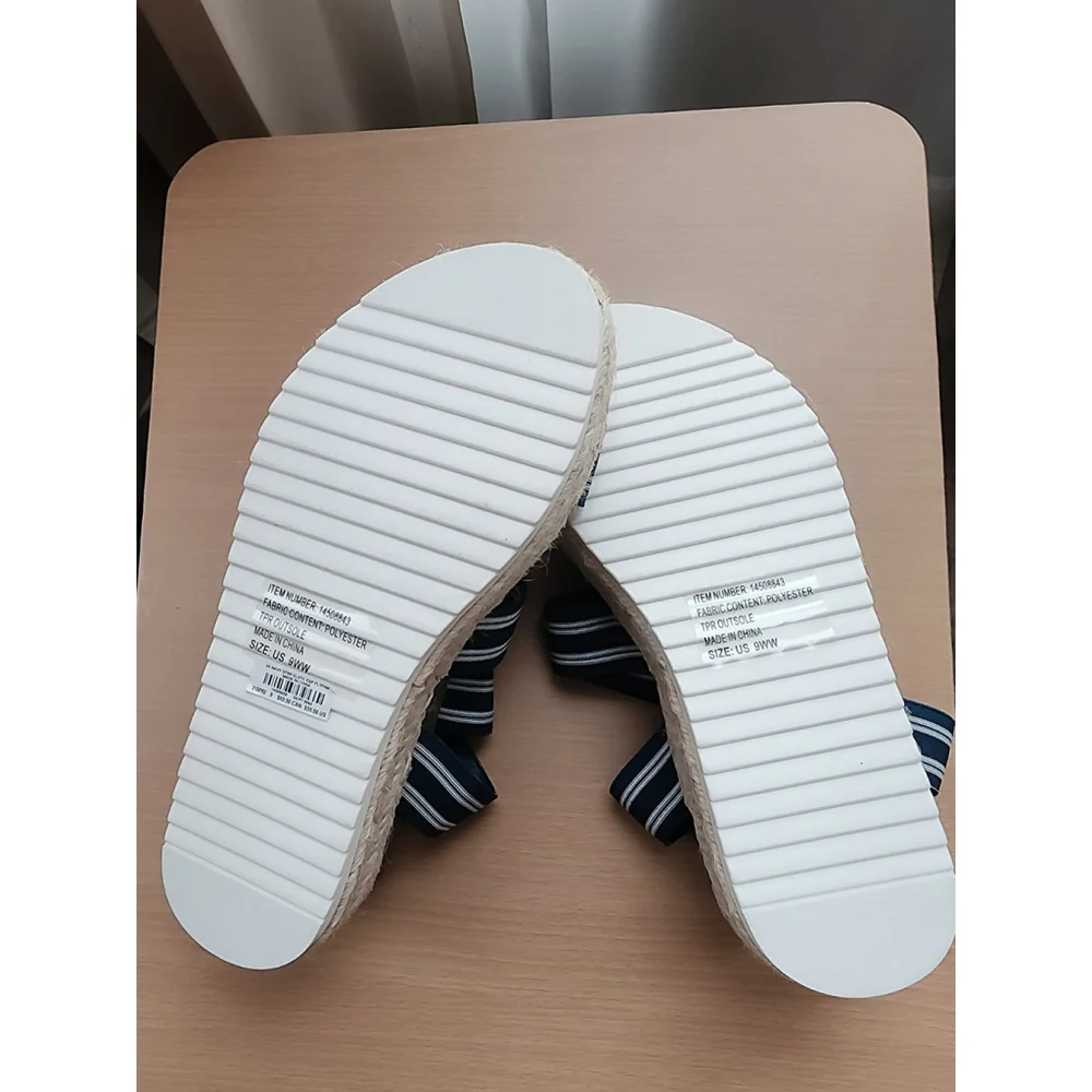 Torrid Women Cushion Elastic Navy White Stripe Espadrille Platform SZ 9 WIDE